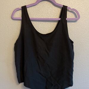 Sitting Pretty-Black cropped silky top- Size Medium